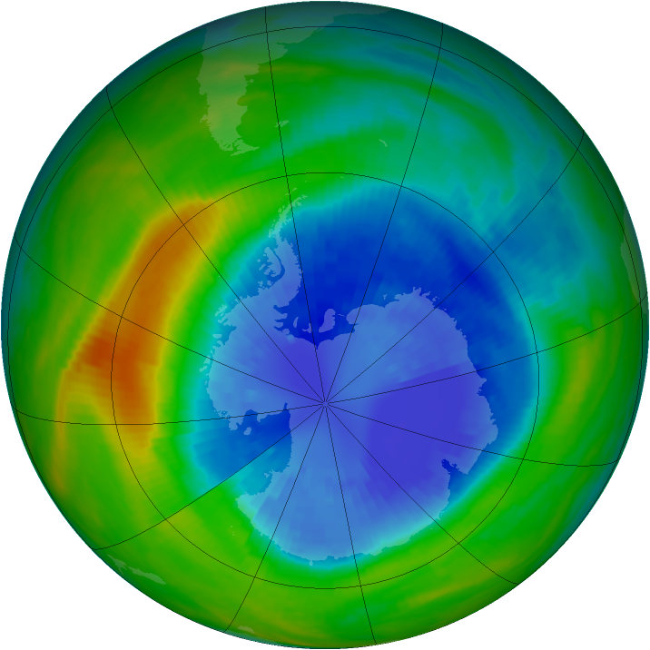 Antarctic ozone map for 15 September 1985